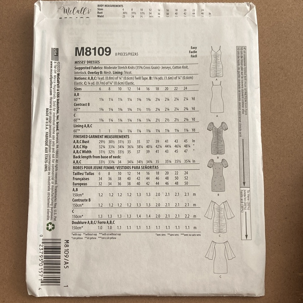 McCall’s Sewing Pattern 8109 - Picture 3 of 3